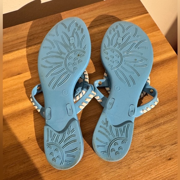 Jack Rogers Georgica Jelly Sandals Nautical Blue White Strip Size 7 EUC - Picture 5 of 5